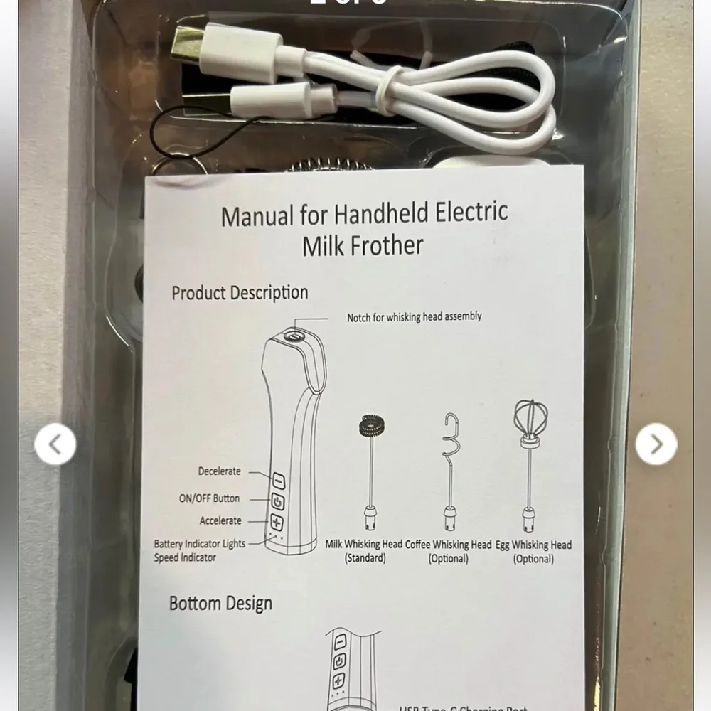 Handheld Electric Milk Frother Set - White and Black